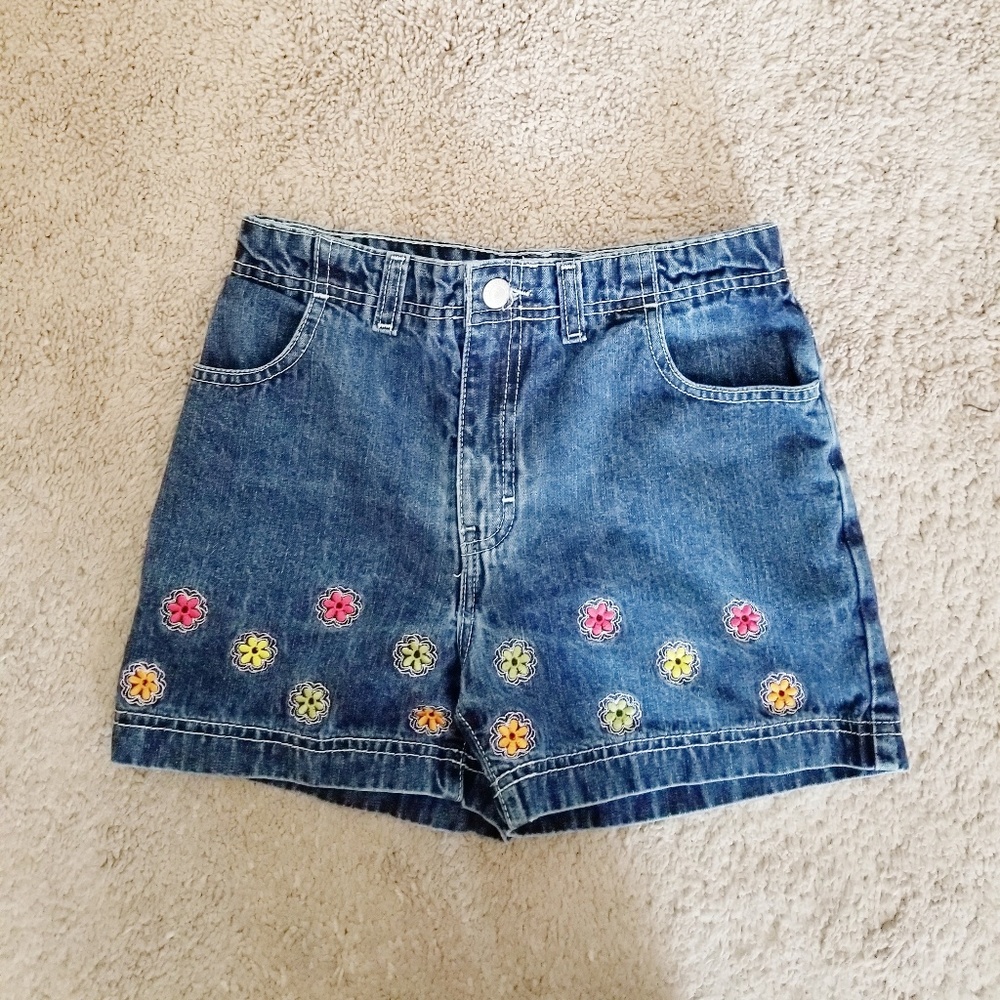 Denim Jean shorts flower designs